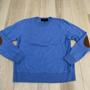 Coach Mens Cashmere Large Blue Solid Crewneck Pullover Sweater Preppy